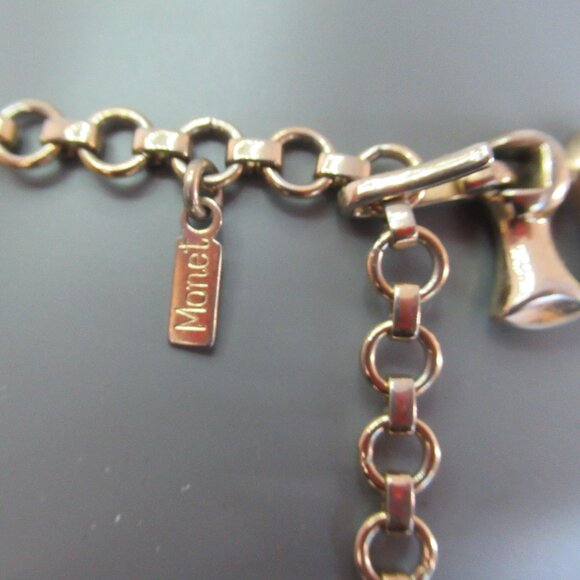 Vintage MONET Gold Tone Tassel Link Choker Necklace Statement Necklace 16" - Picture 5 of 10